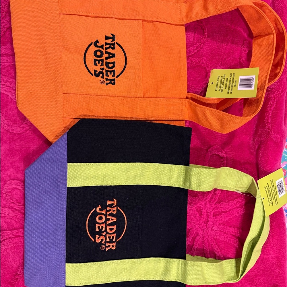 Trader Joe's Purple,Orange black, small Halloween tote Bags $12.00 each